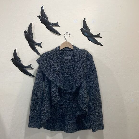 Anthropologie Elsamanda Wool Blend Shawls Collar Open Waterfall Cardigan - M - Picture 7 of 13